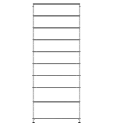СТ-012 х 2500 х 1000 х окрашен. х 500 х 10 полок х Цинк х Два ребра жесткости на полку